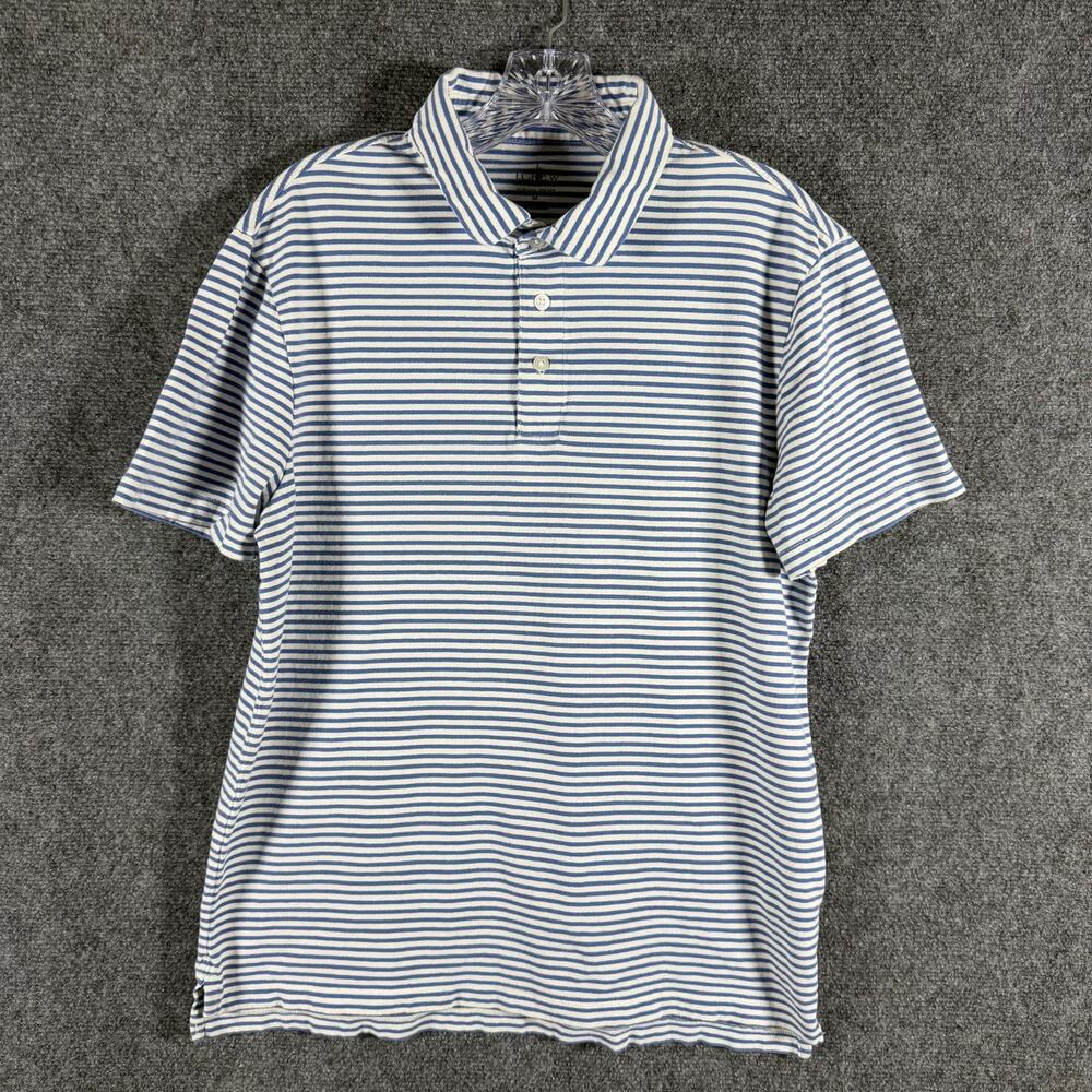 J Crew Oarsman Supersoft Sueded Jersey SS Polo Mens M Blue White Stripe Classic